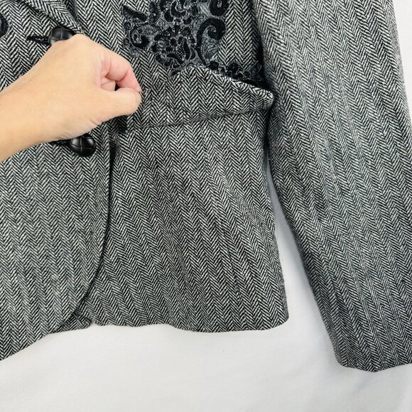Dark Academia blazer women Lace Small Grey Coupé - Picture 5 of 12